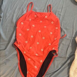 Coral patterned Jolyn tie back suit